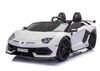 Electric Ride on Car Lamborghini Aventador 12V for two users, White, Vertical opening doors, 2 x 12V