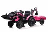 Electric tractor TOP-WORKER 12V with buckets and trailer, Single seat, pink, soft PU seat, MP3 Playe
