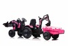 Electric tractor TOP-WORKER 12V with buckets and trailer, Single seat, pink, soft PU seat, MP3 Playe
