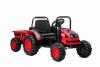 Electric Tractor POWER with trailer, red, Rear wheel drive, 12V battery, Plastic wheels, wide seat, 