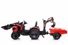 Electric tractor TOP-WORKER 12V with buckets and trailer, Single seat, red, soft PU seat, MP3 Player