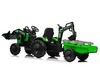 Electric tractor TOP-WORKER 12V with buckets and trailer, Single seat, green, soft PU seat, MP3 Play