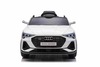 Electric Ride-on car Audi E-tron Sportback 12V, white, wide single seat with three-point seat belt, 