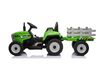 Electric Tractor WORKERS with trailer, green, Rear wheel drive, Lithium Battery, Plastic wheels, wid