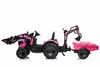 Electric tractor TOP-WORKER 12V with buckets and trailer, Single seat, pink, soft PU seat, MP3 Playe