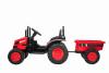 Electric Tractor POWER with trailer, red, Rear wheel drive, 12V battery, Plastic wheels, wide seat, 