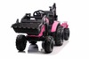 Electric tractor TOP-WORKER 12V with buckets and trailer, Single seat, pink, soft PU seat, MP3 Playe