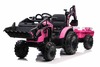 Electric tractor TOP-WORKER 12V with buckets and trailer, Single seat, pink, soft PU seat, MP3 Playe