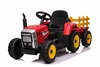 Electric Tractor WORKERS with trailer, red, Rear wheel drive, Lithium Battery, Plastic wheels, wide 