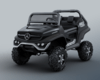 Electric Ride-On Toy Car Mercedes-Benz UNIMOG - Black, 2.4Ghz Remote controller, 4 X 4, two-seats, S