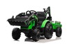 Electric tractor TOP-WORKER 12V with buckets and trailer, Single seat, green, soft PU seat, MP3 Play