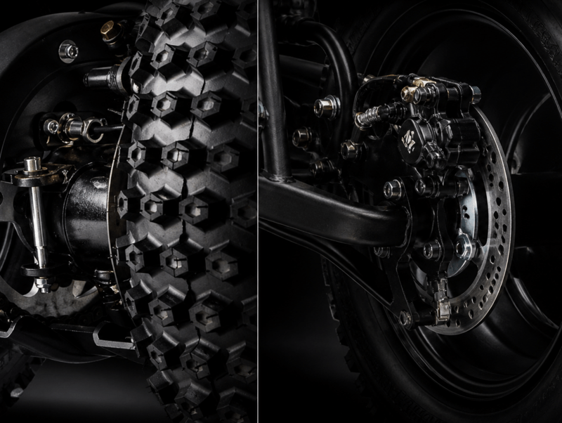 Front drum brake + rear hydraulic disc brake
