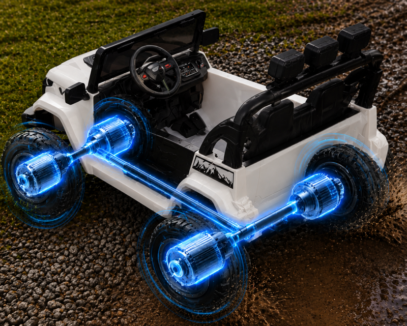 Powerful 4×4 Drive with Four 55W Motors
