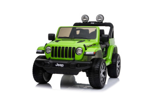 Electric Ride-On JEEP Wrangler, Green, Double Leather Seat, Radio with Bluetooth and USB Input, 4x4 