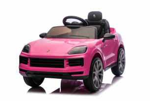 Auto elettrica per bambini Porsche Cayenne 12V con trazione posteriore - con licenza (1 posto), rosa