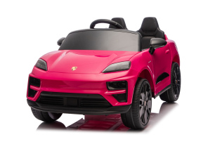 Auto elettrica per bambini Porsche Macan 12V con licenza e trazione posteriore (1 posto), rosa, batt