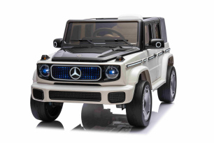 Electric Ride-on car Mercedes-Benz EQG 12V, white, LED underlighted body parts, Functional front and