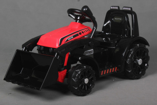 Electric Tractor FARMER with ladle, red, rear drive, 6V battery, Plastic wheels, wide seat, 20W Moto