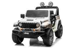 Jeep per bambini 4x4, Bianco, 2 posti in pelle, Radio con Bluetooth e ingresso USB