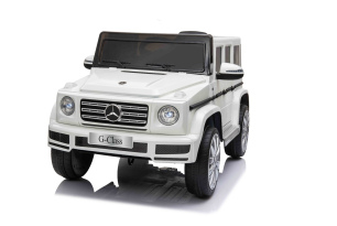 Electric Ride-on car Mercedes G500 12V, white, 2.4 GHz remote control, USB / SD Input, Rear suspensi