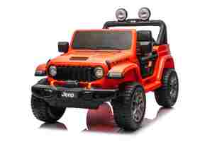 Jeep per bambini 4x4, Arancione, Sedile in pelle doppio, Radio con Bluetooth e ingresso USB