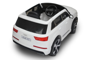 Auto elettrica per bambini Audi Q7 Quattro, Bianco, con licenza ufficiale, a batteria, porte apribil