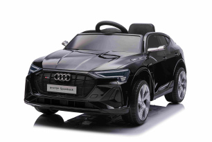 Electric Ride-on car Audi E-tron Sportback 12V, black, wide single seat with three-point seat belt, 