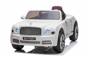 Electric ride-on car Bentley Mulsanne 12V, white, Leatherette seat, 2.4 GHz remote control, Eva whee