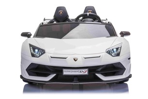 Electric Ride on Car Lamborghini Aventador 12V for two users, White, Vertical opening doors, 2 x 12V