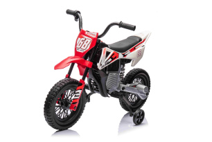 Electric Ride-on MOTOCROSS, Red, 12V battery, EVA soft wheels, Leather seat, 2 x 25W Engine, Suspens