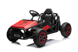 Electric Ride-on SPORT-CART 24V, red, Soft EVA wheels, Leatherette seat, 2 x 50W Motor, 24V Battery,