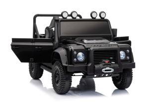 Electric Ride-on car Land Rover Defender 110 SVX 12V, black, 4X4 drive, LED lights, front and rear w