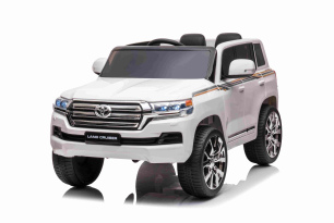 Electric Ride on Car Toyota Landcruiser 12V, WHITE, Leatherette seat, 12V/7AH Battery, Opening doors