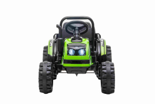 Electric Tractor POWER with trailer, green, Rear wheel drive, 12V battery, Plastic wheels, wide seat