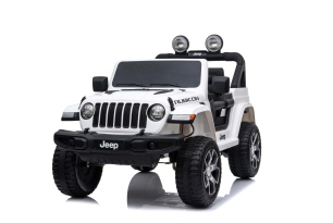 Electric Ride-On JEEP Wrangler, White, Double Leather Seat, Radio with Bluetooth and USB Input, 4x4 