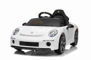 Auto elettrica per bambini RUF GT 12V, bianco, porte apribili, telecomando 2,4 GHz, luci LED anterio