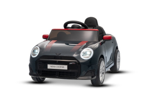 Mini Cooper Kinder Elektroauto 12V, Schwarz, MP3-Player mit USB- und Bluetooth-Verbindung, 2,4-GHz-F