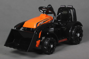 Electric Tractor FARMER with ladle, orange, rear-wheel drive, 6V battery, Plastic wheels, wide seat,