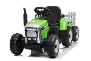 Elektro Traktor WORKERS mit Anhänger, grün, Heckantrieb, Lithium-Akku, Kunststoffräder