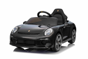 Auto elettrica per bambini RUF GT 12V, nero, porte apribili, telecomando 2,4 GHz, luci LED anteriori
