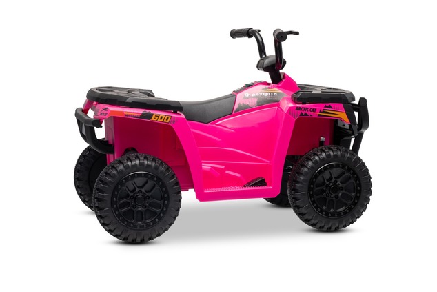Licensed electric Ride-on quad Arctic Cat 12V with rear wheel drive, pink, LED lights, Lithium batte