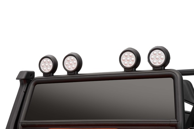 Electric Ride-on car Land Rover Defender 110 SVX 12V, black, 4X4 drive, LED lights, front and rear w