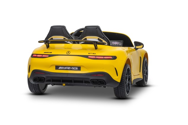 Electric Ride-on car Mercedes GT63 AMG 24V with 4x4 drive, yellow, Two-seater, Adjustable driver's s