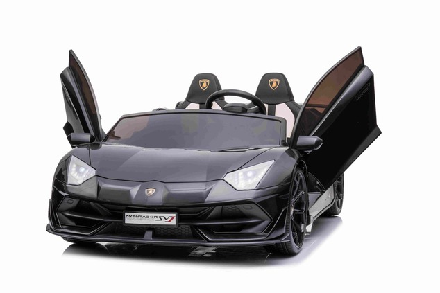 Electric Ride on Car Lamborghini Aventador 24V for two users, Black Paint, MP4 Player, PU Seats, Ver