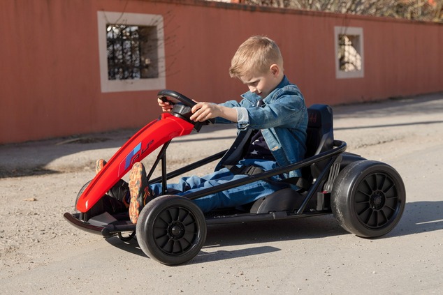 Drift Kart DRIFT-CAR 24V, Red, Smooth Drift wheels, 2 x 350W Motor, Drift mode at 13 Km / h, 24V Bat