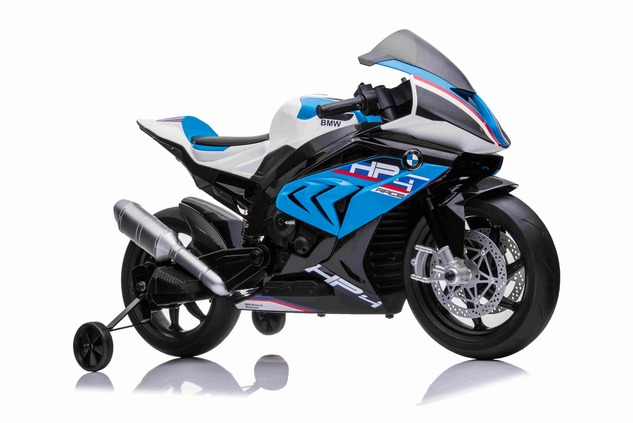 Electric Motorbike BMW HP4 RACE 12V, Licensed, blue, 12V battery, EVA soft wheels, 2 x 35W Engines, 