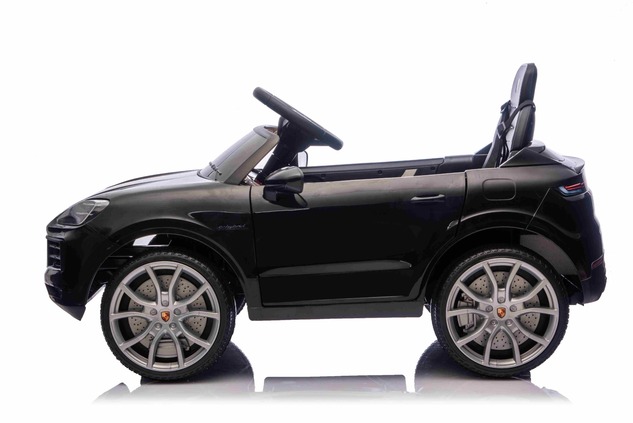Auto elettrica per bambini Porsche Cayenne 12V con trazione posteriore - con licenza (1 posto), nero