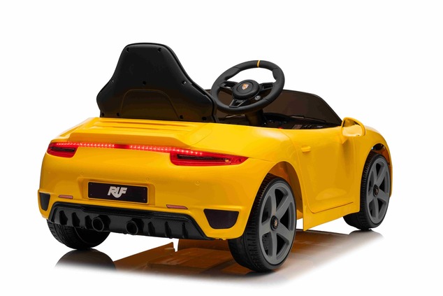 Electric Ride-on car RUF GT 12V, yellow, Opening doors, 2.4 GHz remote control, LED lights front and
