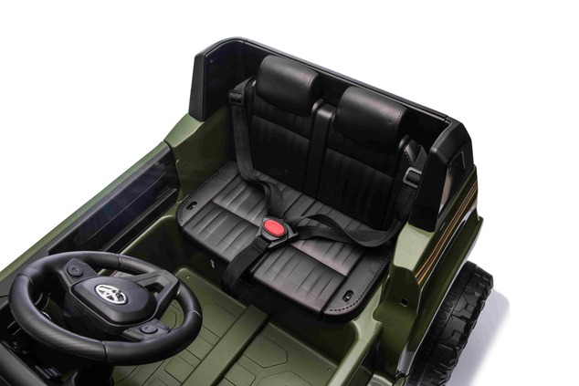 Electric ride-on car Toyota Landcruiser 12V, military green, wide single seat, 2.4 GHz remote contro