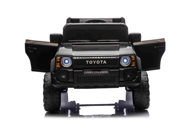 Electric ride-on car Toyota Landcruiser 12V, black, wide single seat, 2.4 GHz remote control, USB / 